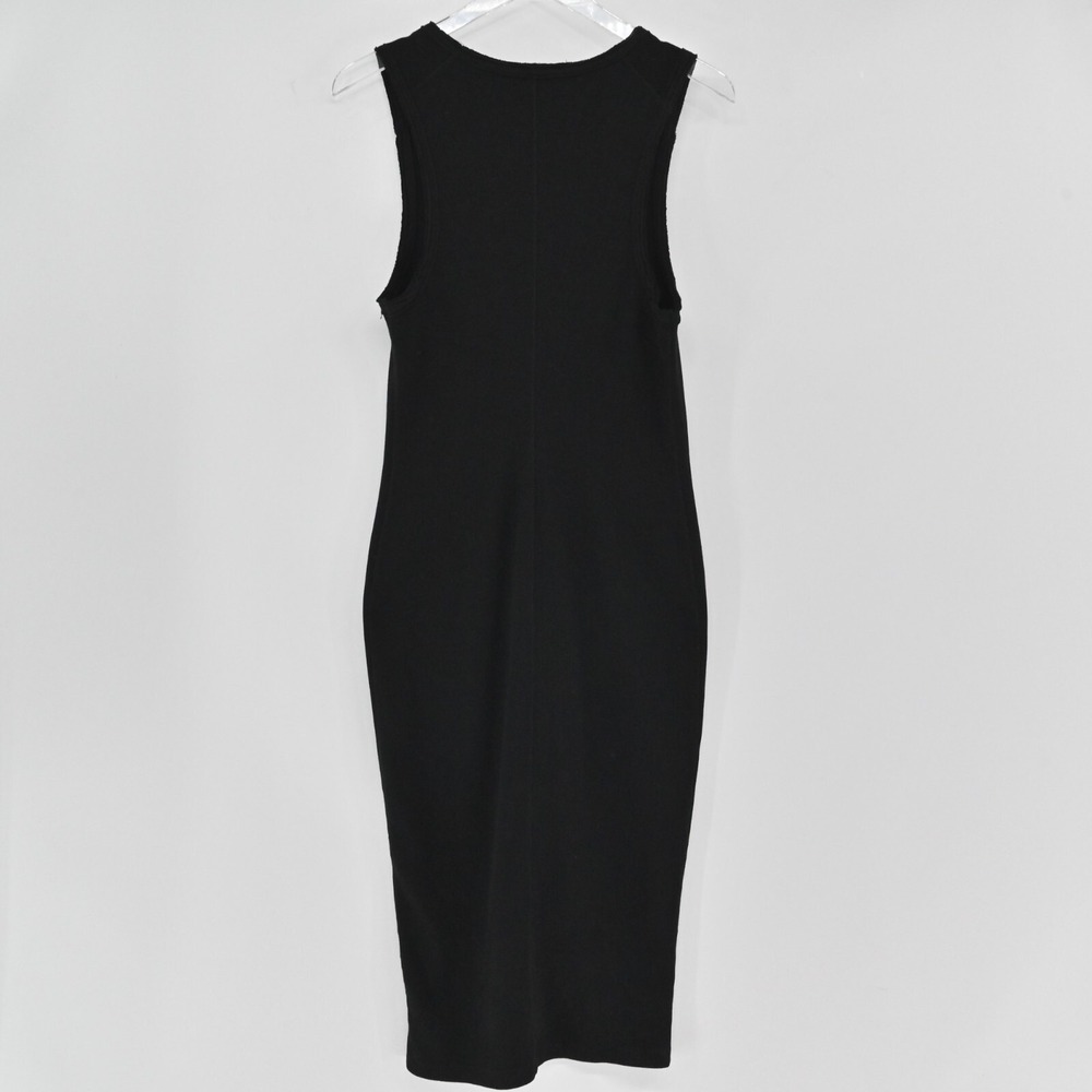 ALLSAINTS Alicia Midi Dress Size 10 Black Goth Sleeveless Ribbed Zip Front Chic‎ - Picture 3 of 11